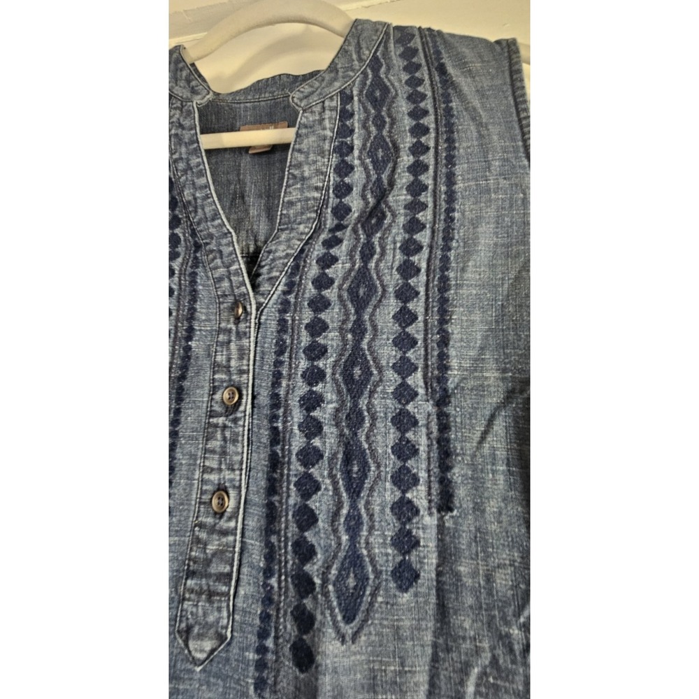 J Jill tencel linen blend chambray shift tank dress Sz L pockets - Picture 5 of 7